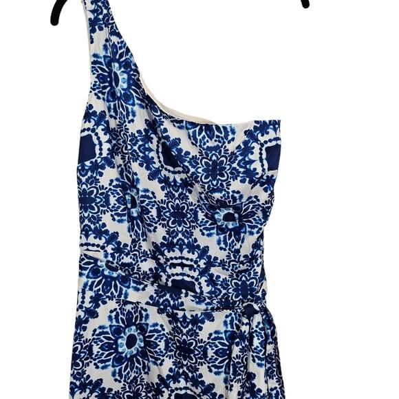 Talbots Blue and White One Shoulder Maxi Dress - Picture 7 of 10